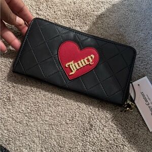 Juicy Couture Black Wallet with Red Heart